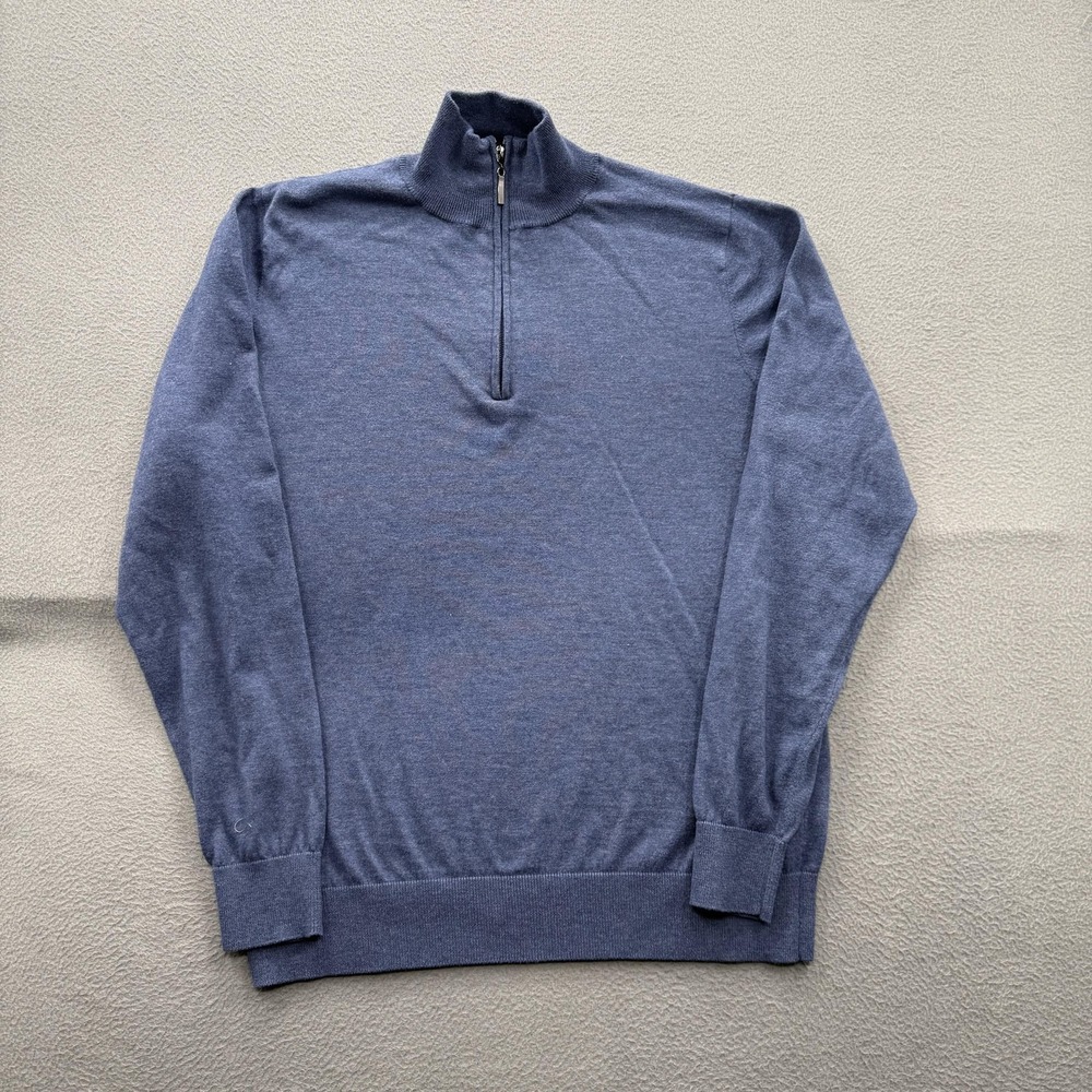 Scott & Scott London Sweater Mens Large Blue Quarter Zip‎ Mock Neck Pullover